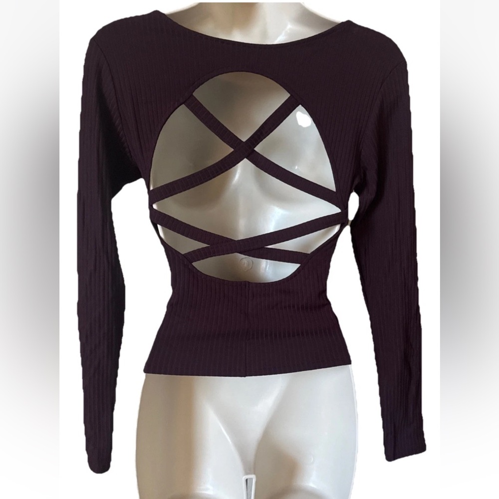 Victoria Secret Athletic Top- Purple Open  Back Size Small